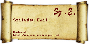 Szilvásy Emil névjegykártya