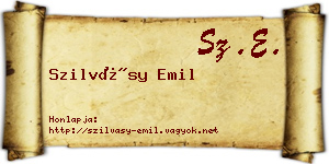 Szilvásy Emil névjegykártya